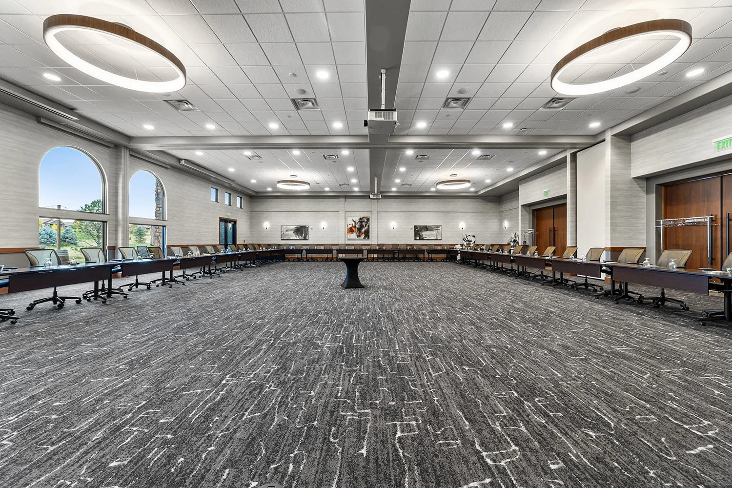 large meeting room set up in a u shape