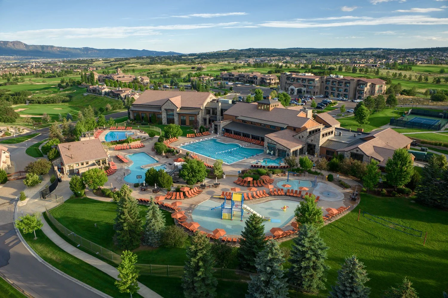 aerial image of the pools