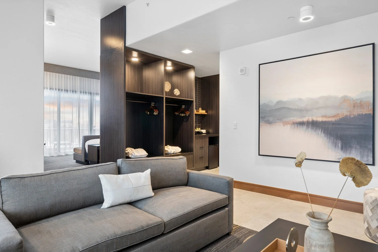 deluxe suite sitting area and standing closet