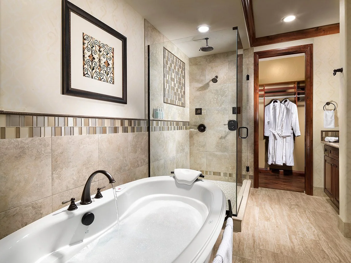 large soaking tub and walk in shower