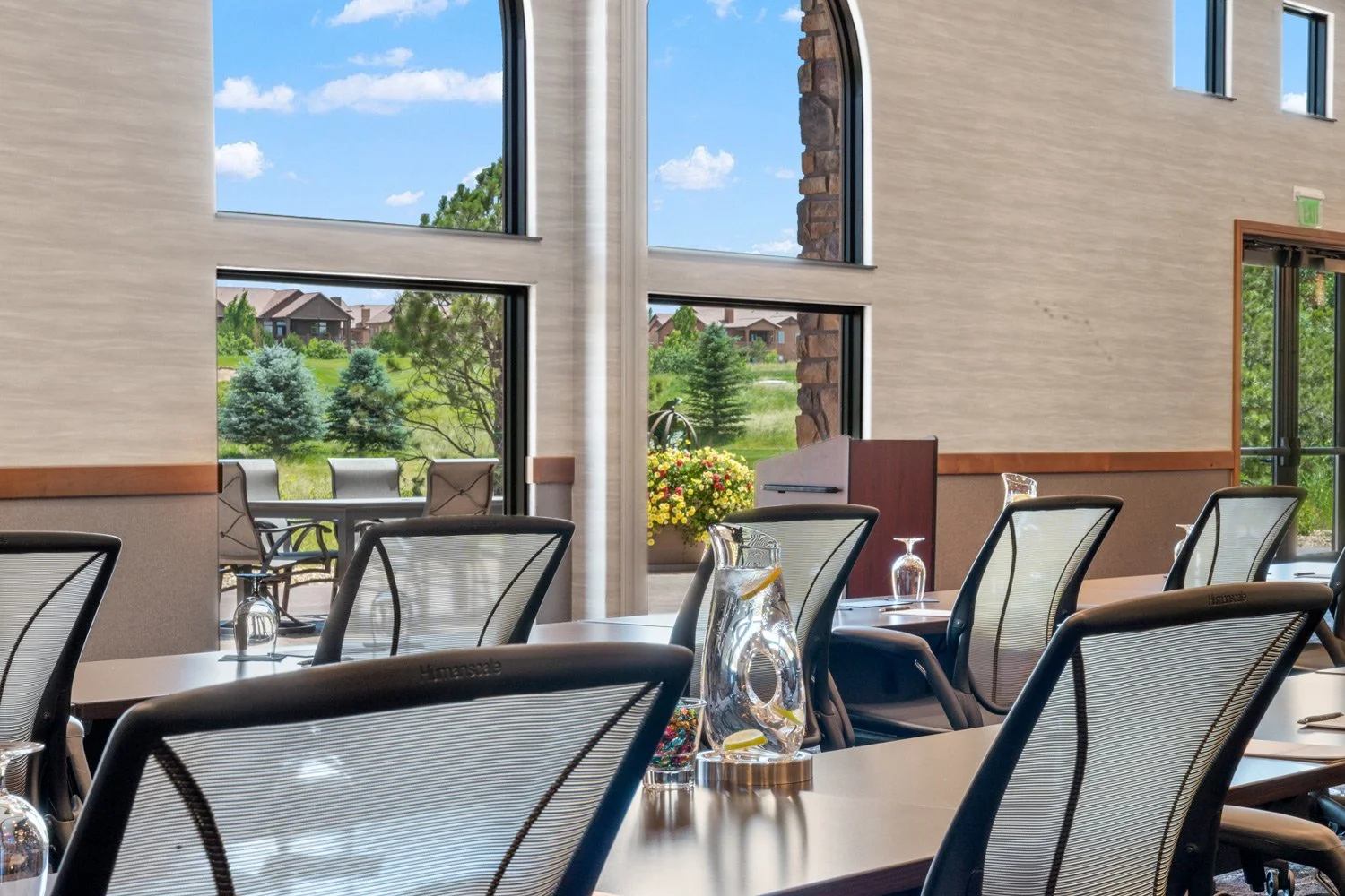 meeting room with a golf course view