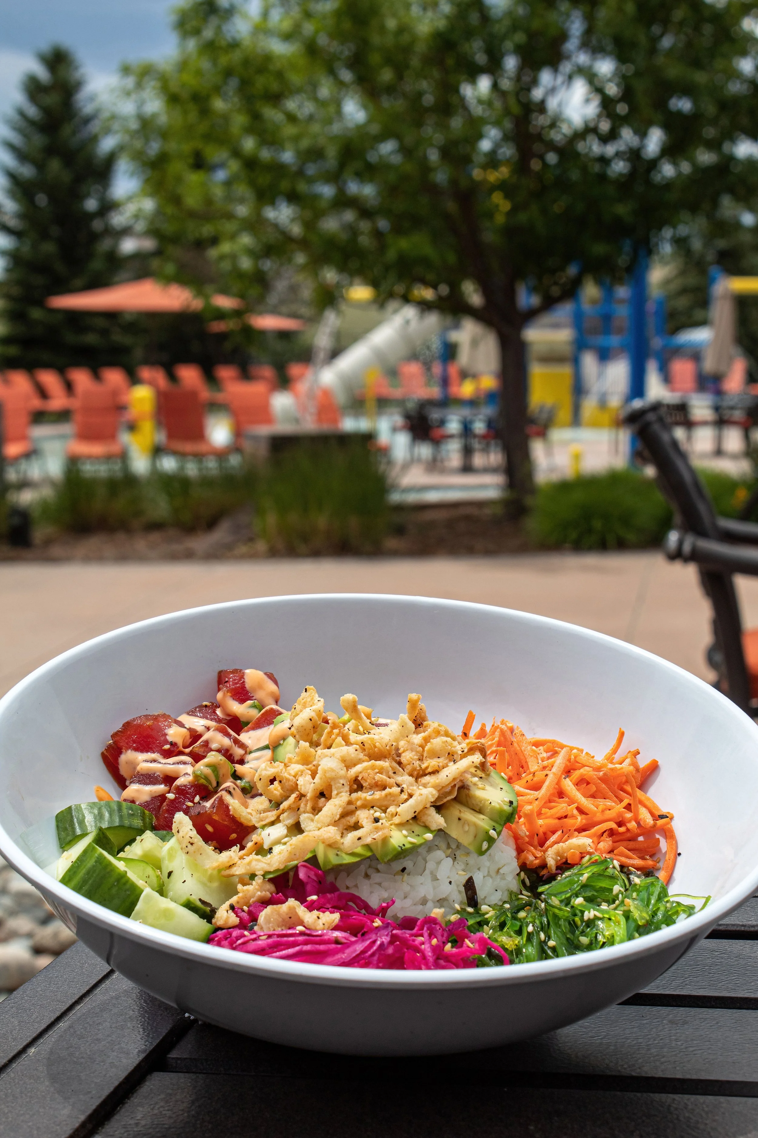 poke bowl at colorado springs resort poolside food