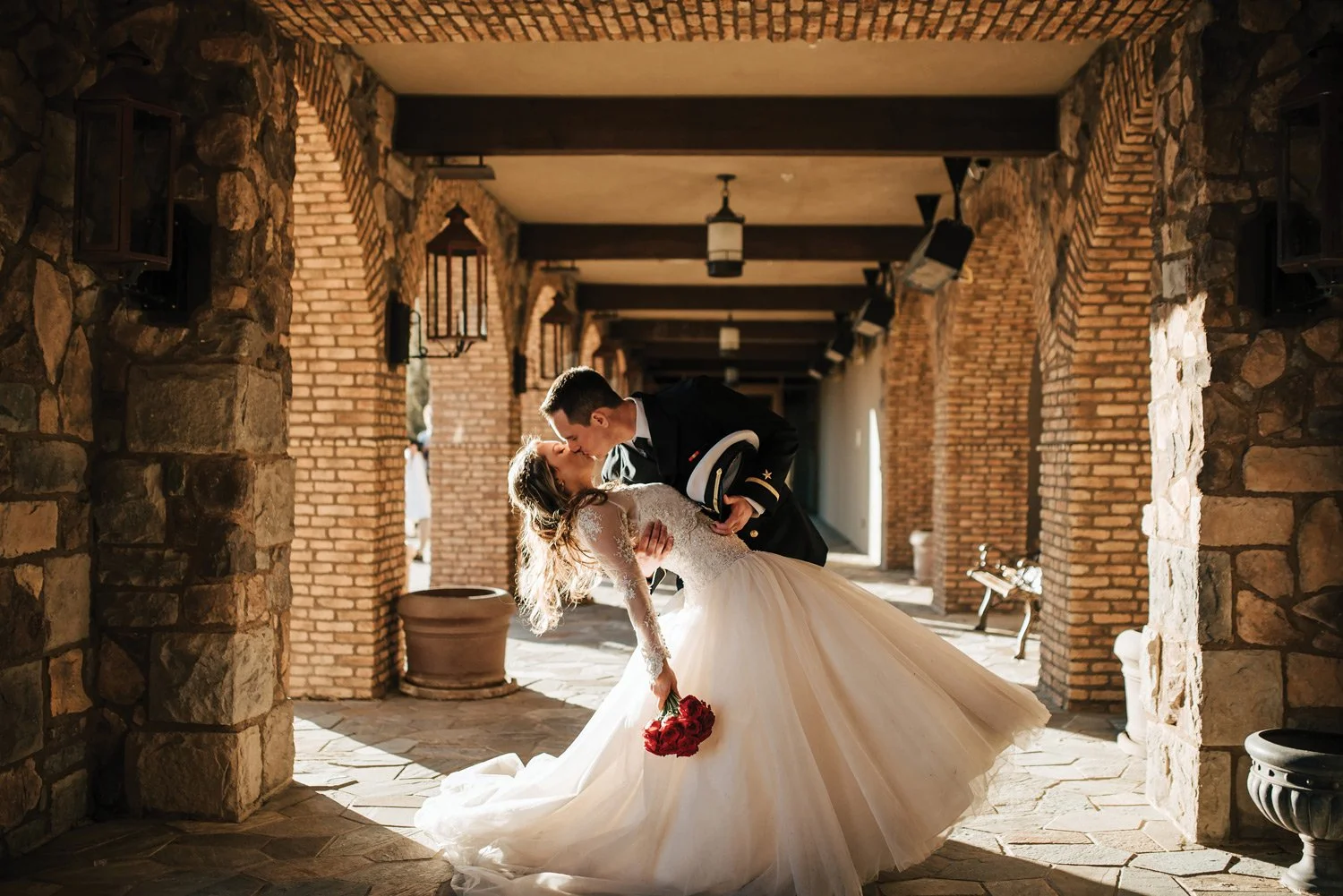 bride and groom military wedding