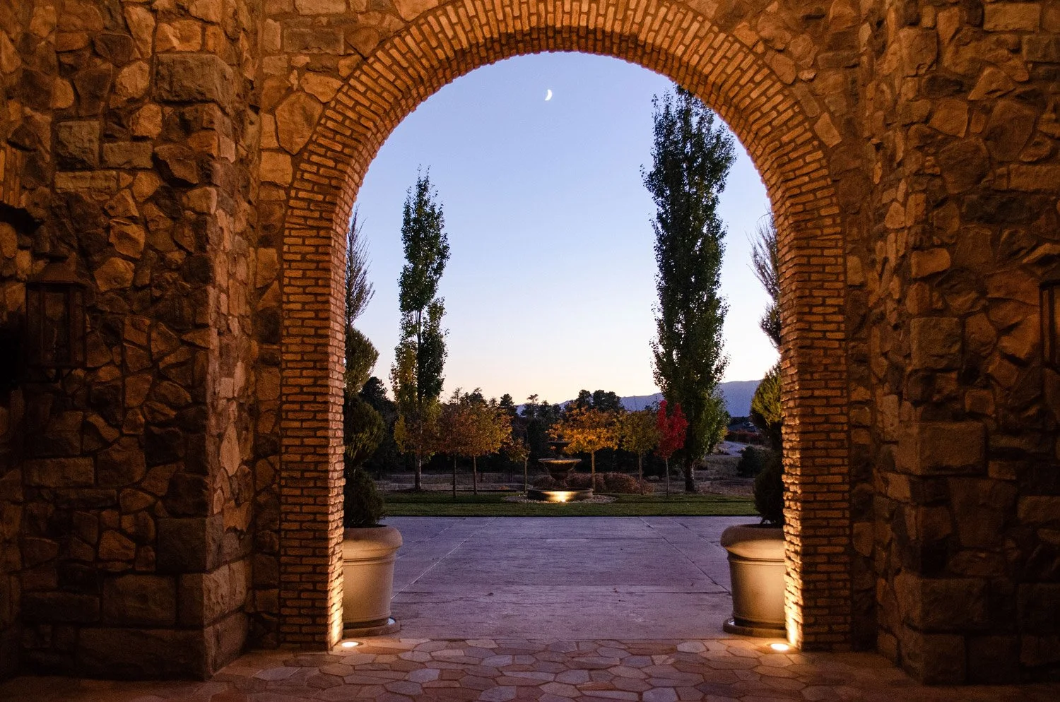evening fall views outside of the steakhouse in the breezeway