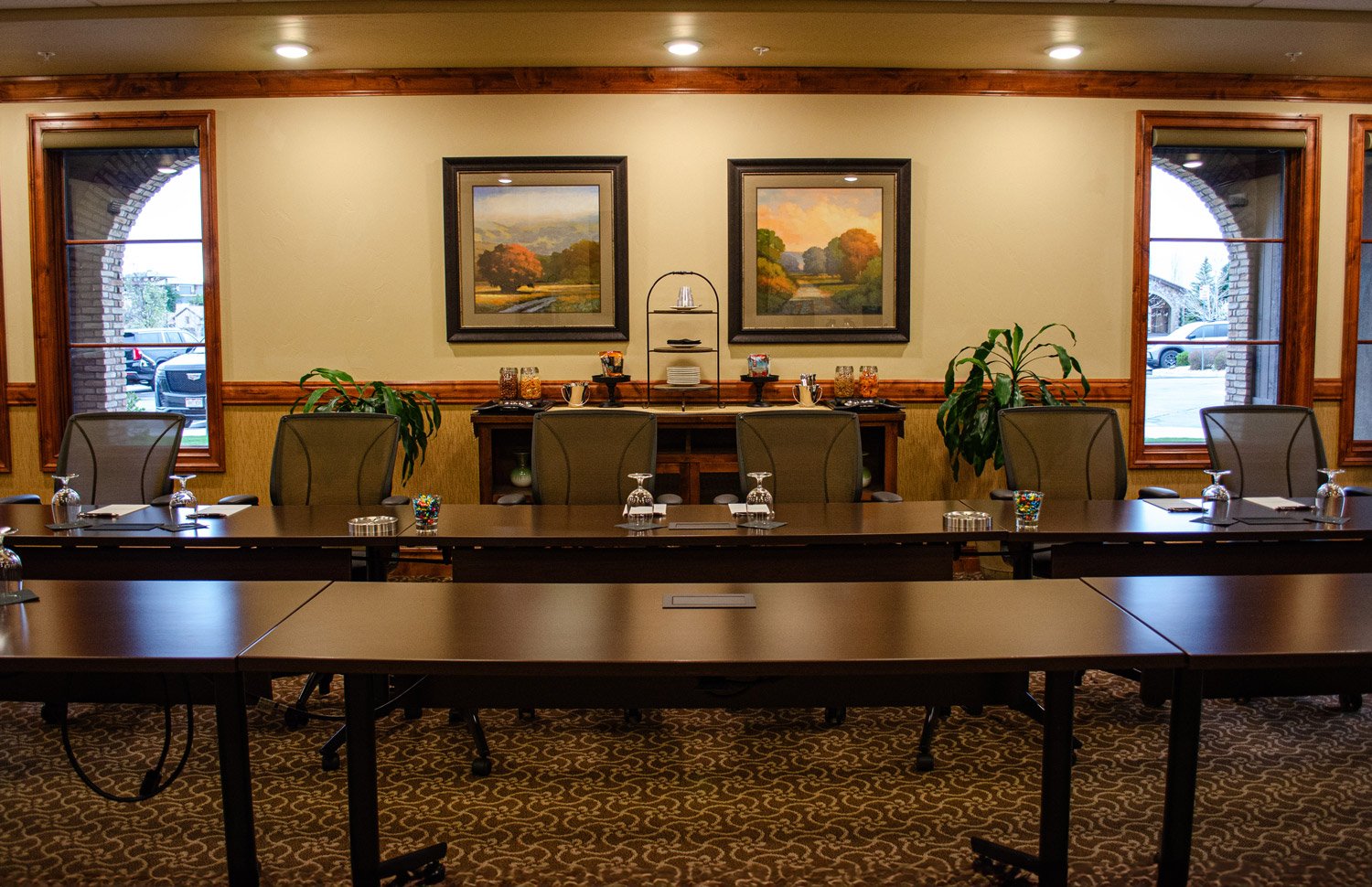 executive board room with floor-to-ceiling windows