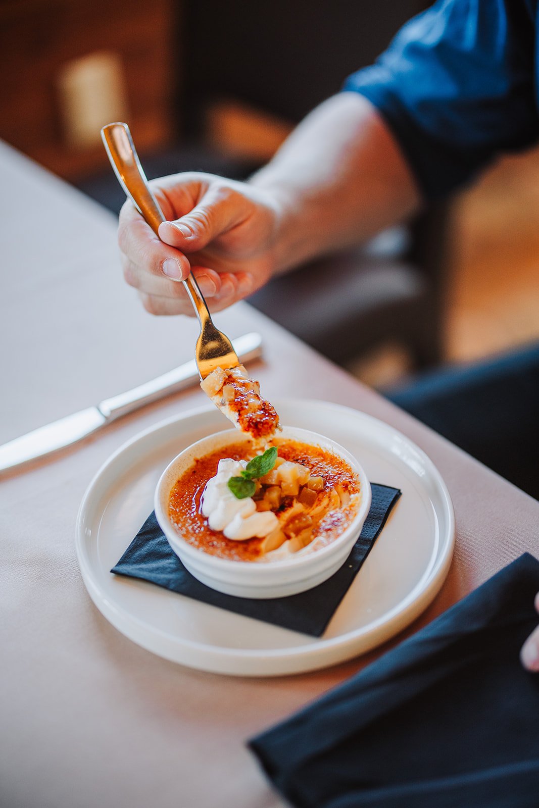 creme brulee dessert at the tack room