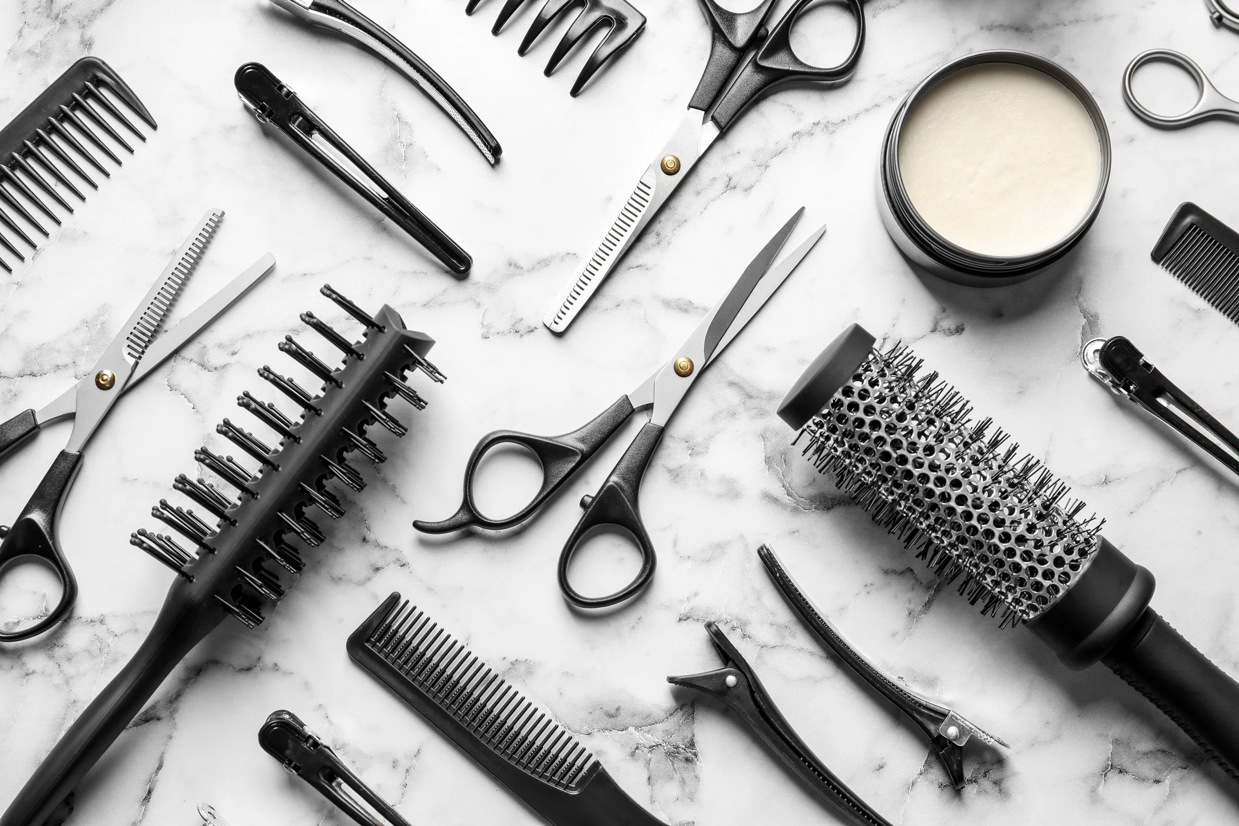 Hair Service tools brushes and scissors