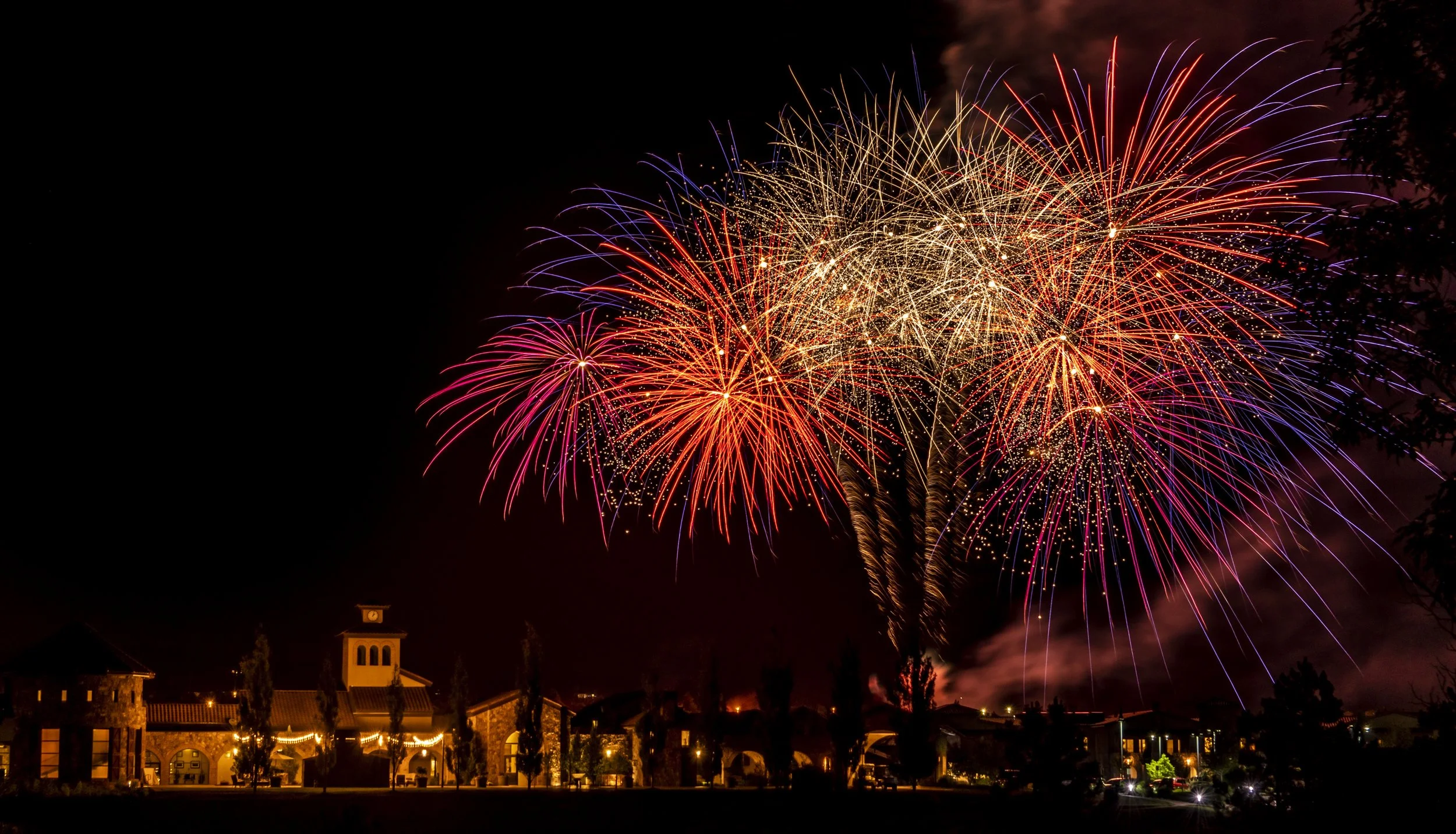fireworks over flying horse