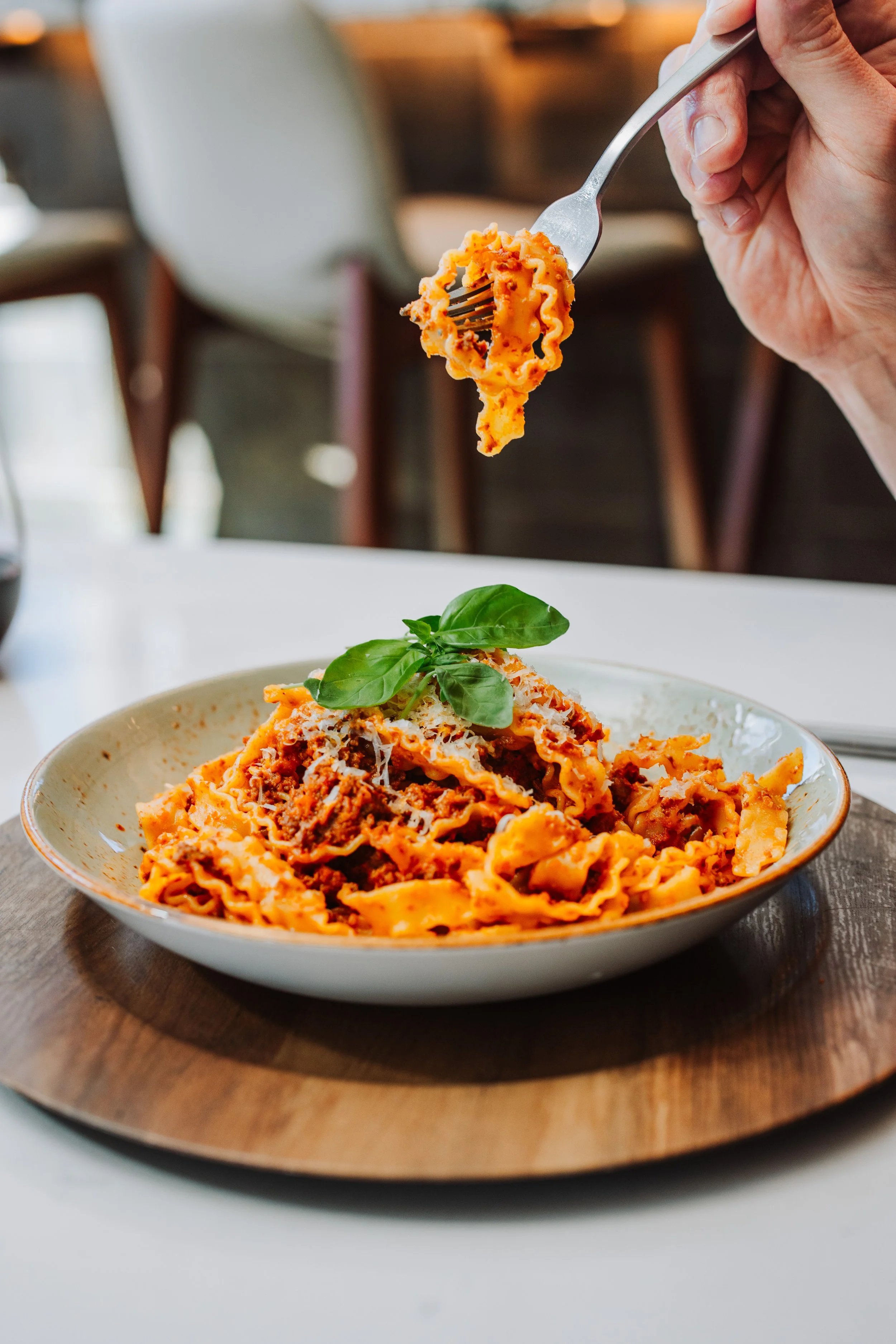 Mafalda Bolognese – wagyu beef and lamb bolognese, mafaldine, parmigiano reggiano