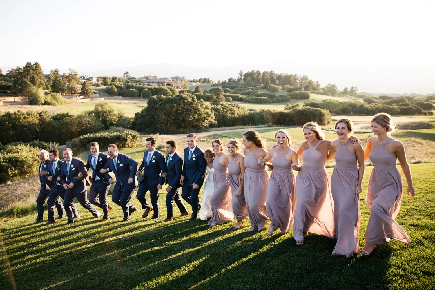 wedding party on golf course
