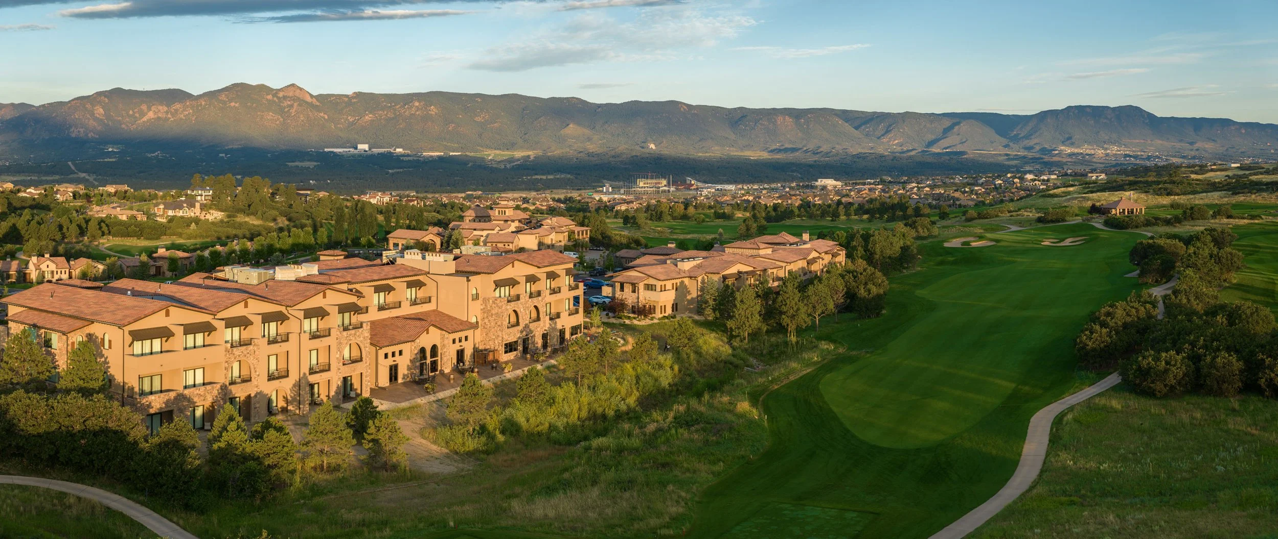 aerial image of the hotel and golf course