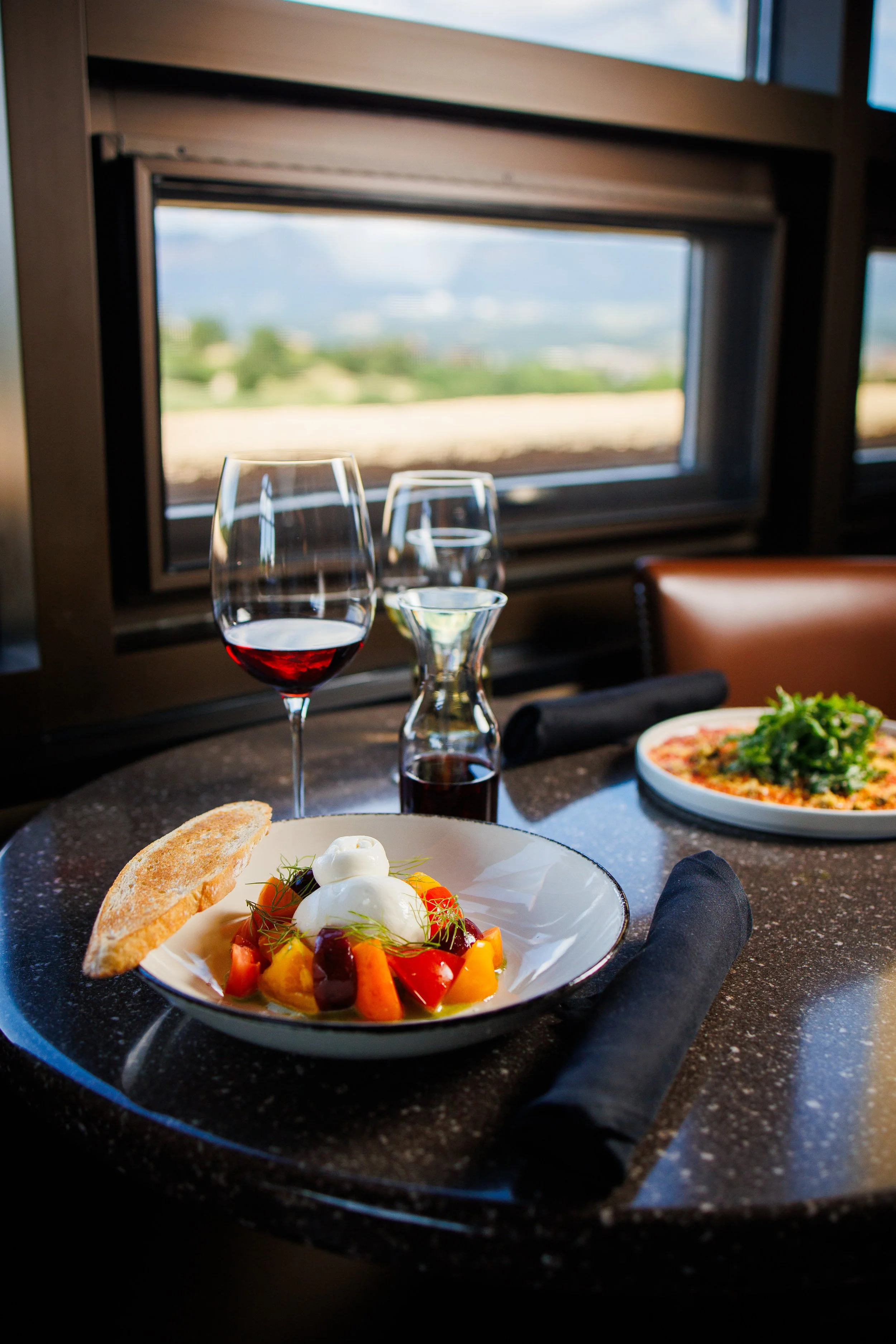 burrata salad and dinner views