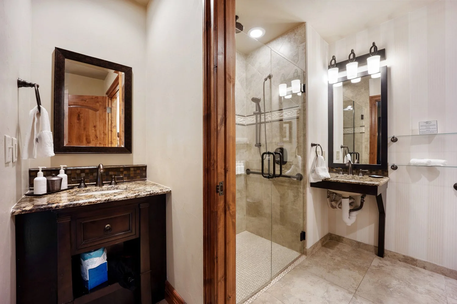 ADA compliant king room bathroom accommodations