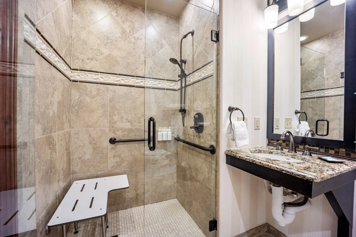 ADA compliant king room shower accommodations