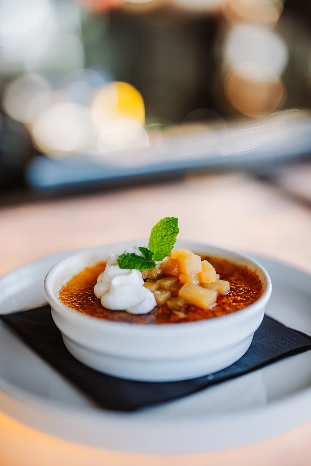 delicious creme brulee dessert at the steakhouse