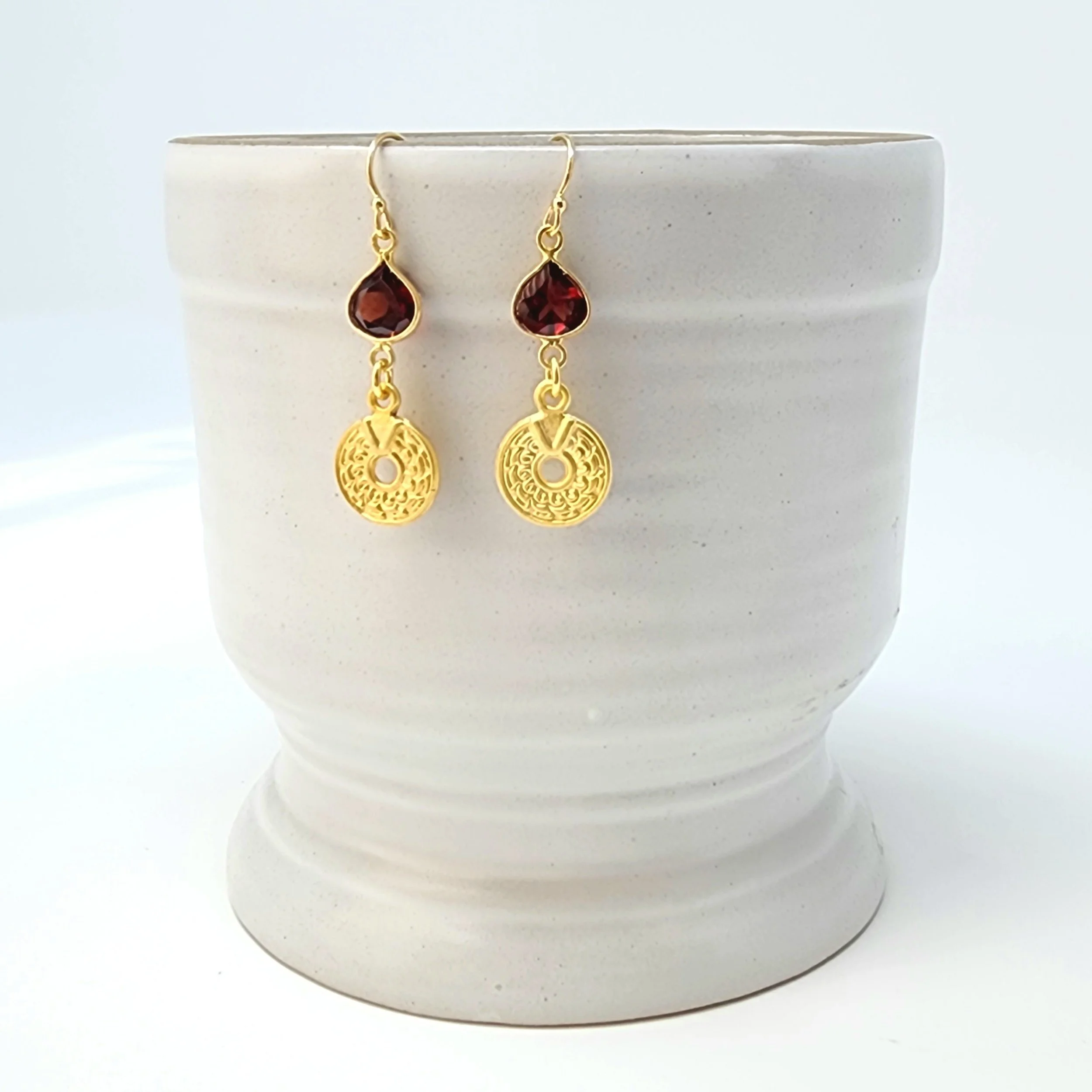 garnet-gold-medallion-root-chakra-earrings-1-5-inch.jpg garnet-january-birthstone-gold-connector-earrings.jpg handmade-gemstone-earrings-garnet-and-gold-1-5-inch.jpg