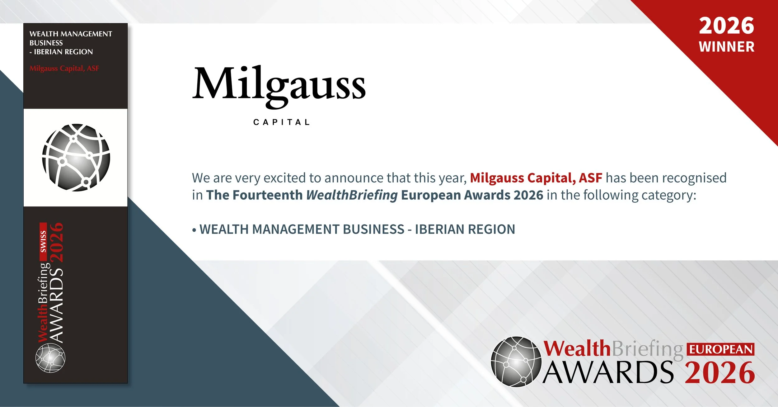 Milgauss Capital, reconeguda com a millor Wealth Management Business a la Iberian Region