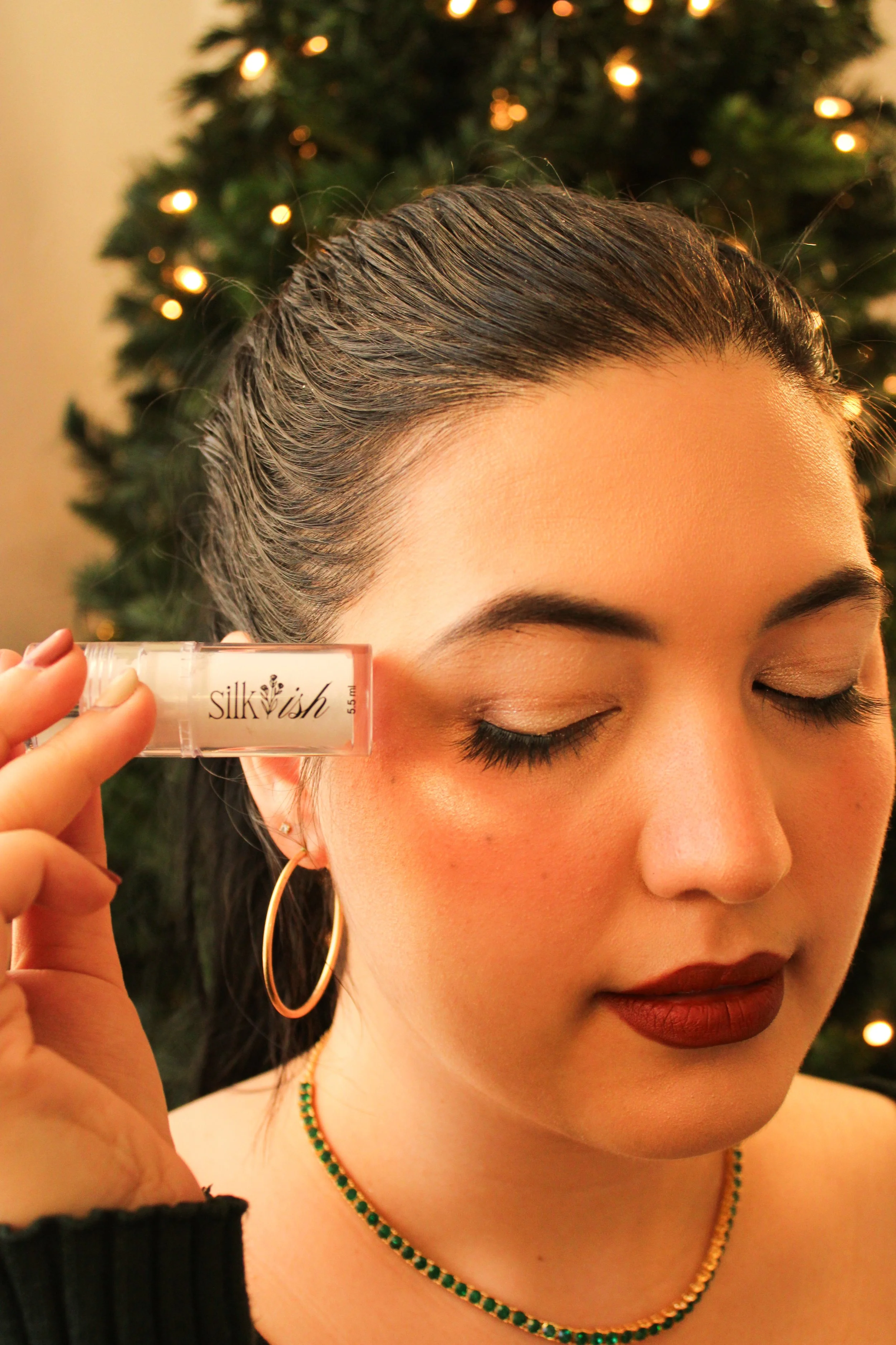 Woman modeling eye shadow