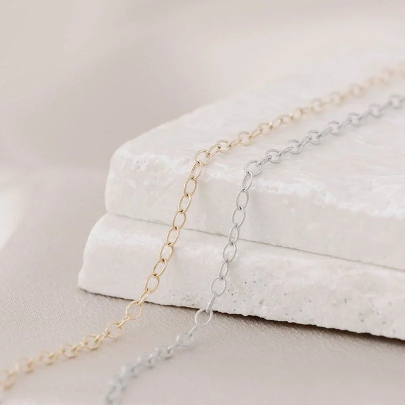 14k gold and white gold permanent jewelry in baltimore, maryland