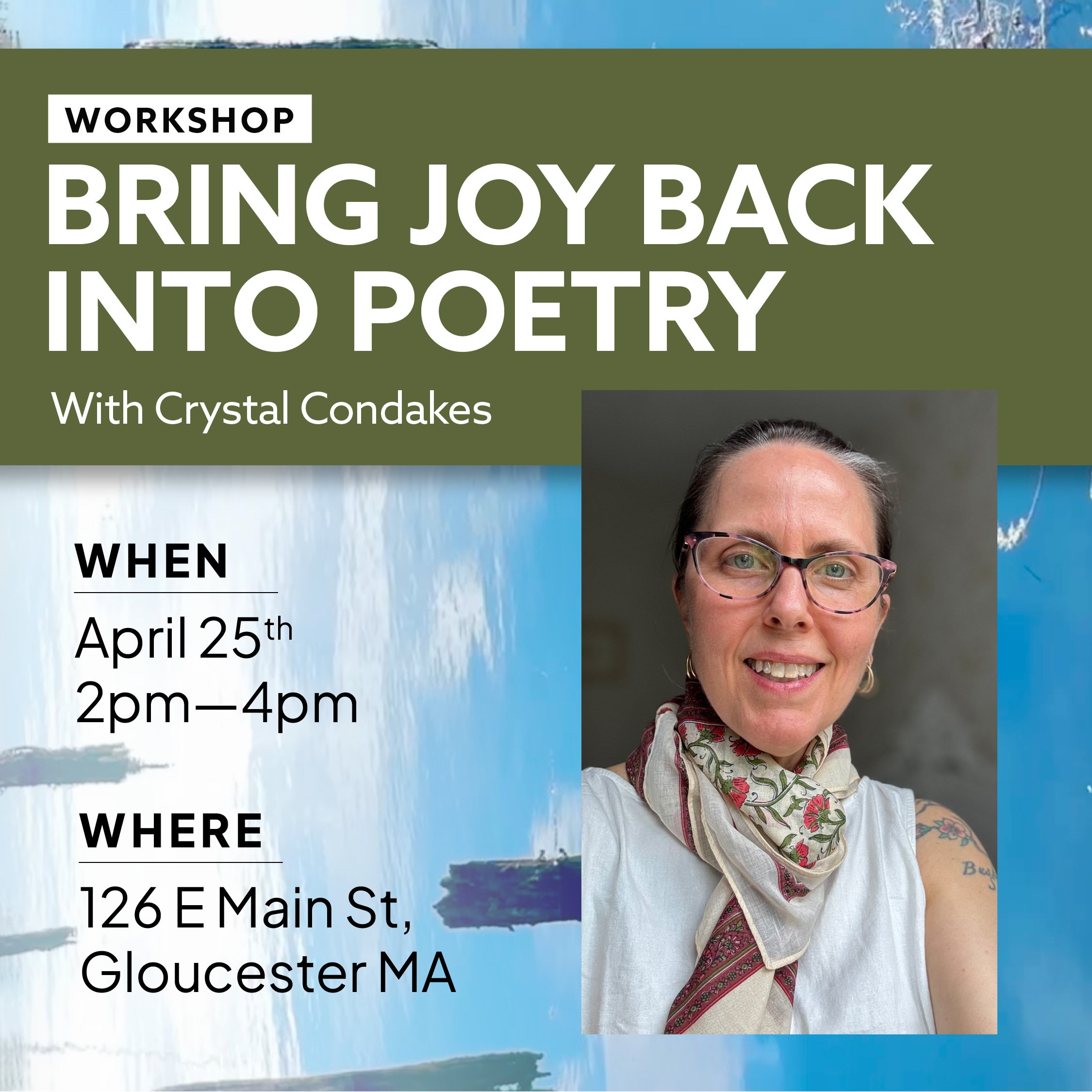 Bring Joy back Into Poetry Workshop with Crystal Condakes.   