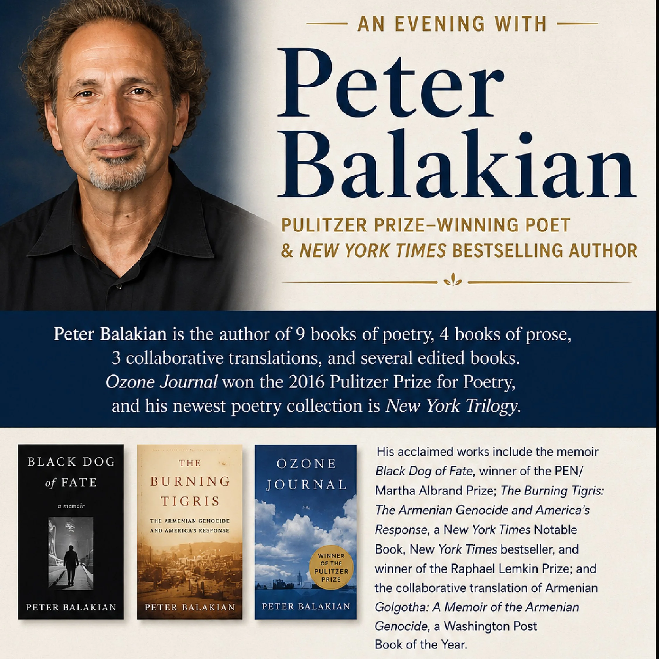 Puliter Prize Winner Peter Balakian Reading