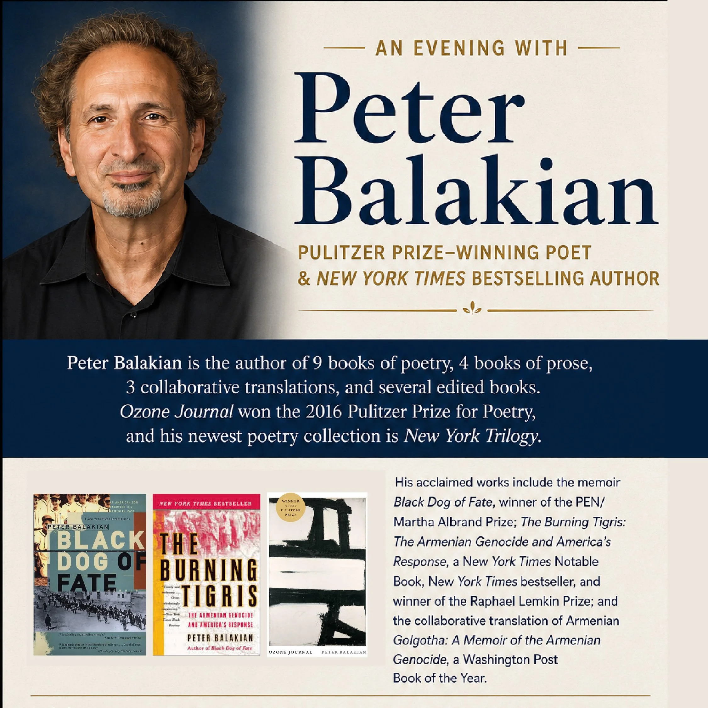 Puliter Prize Winner Peter Balakian Reading