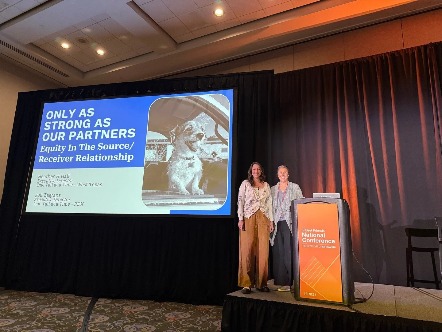 This weekend we were at the Best Friends Animal Society National Conference with our sister orgs, @onetailatatime and @otatwtx. We gave a talk about equitable partnerships. At the end of our session we were asked a question from someone working in ea