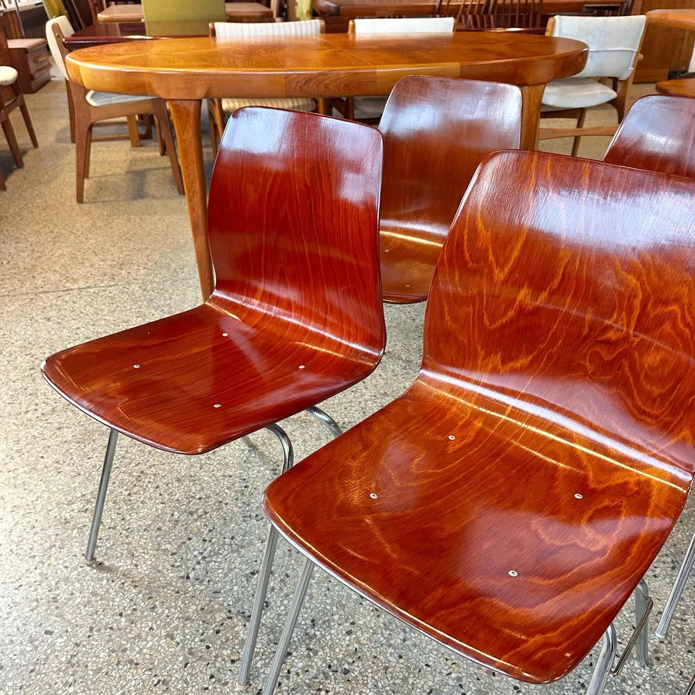 Vintage Midcentury Modern German Design Pagwood Chairs by Elmar