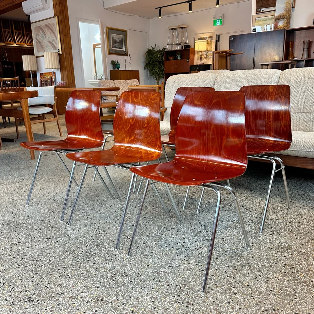Vintage Midcentury Modern German Design Pagwood Chairs by Elmar