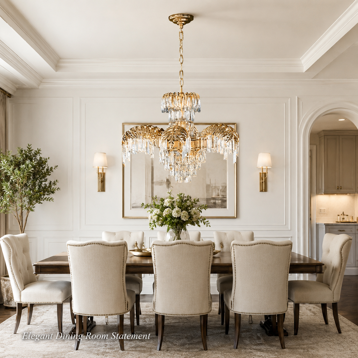 11-Light Gold Palm Leaf Crystal Chandelier DS-SC01