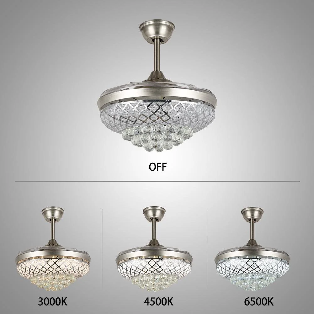 42" Silver Crystal Invisible Fan with LED Lights (110v) DS-FZ107 ...