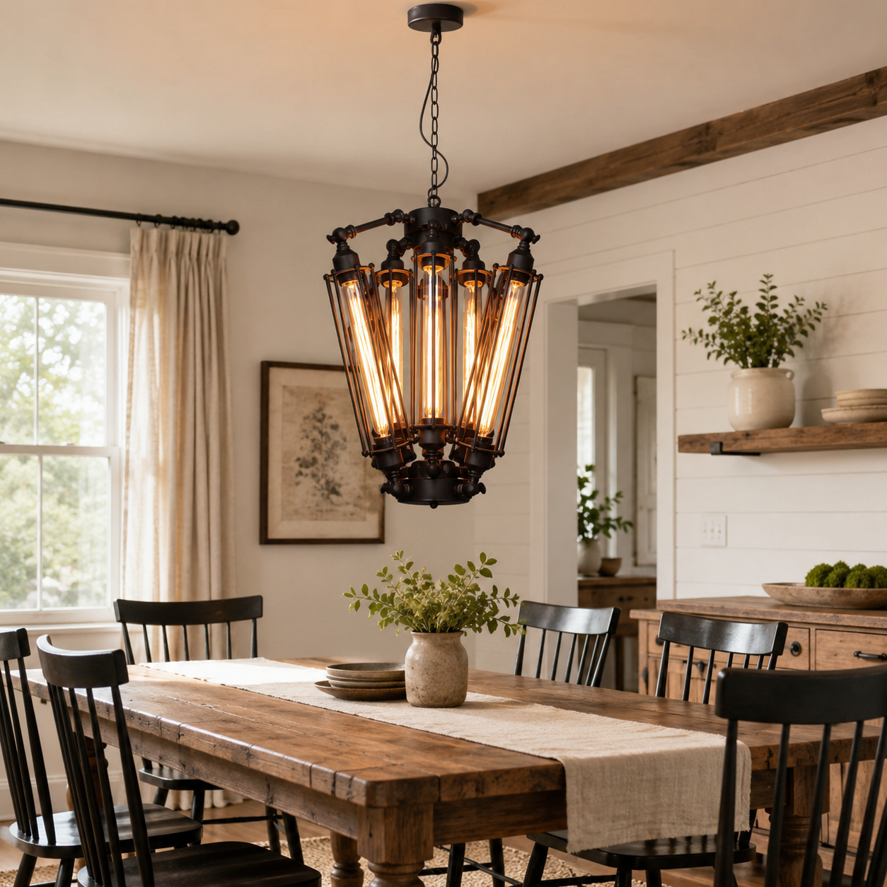 21" Vintage Industrial Lantern Chandelier DS-LX83