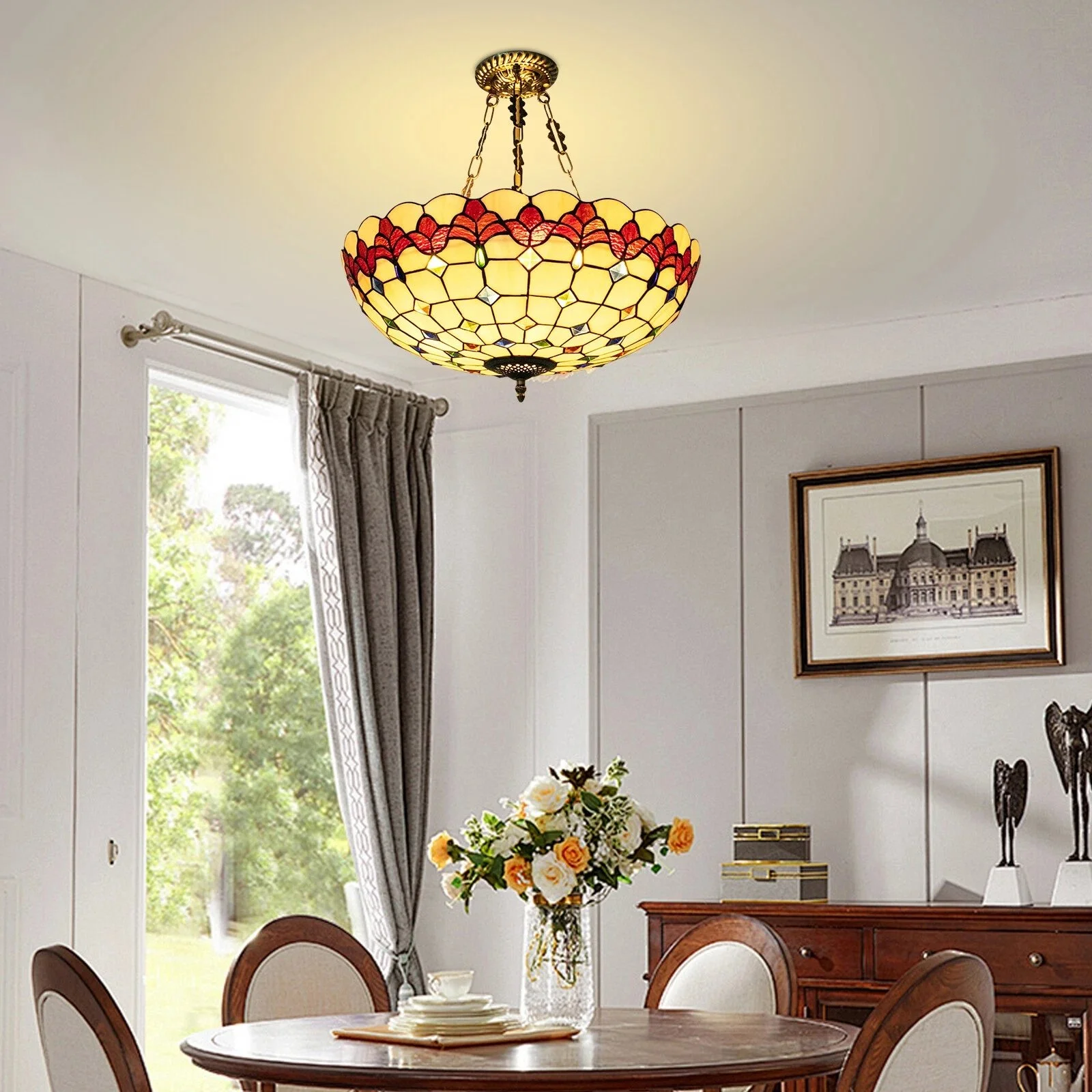 Tiffany Style Inverted Ceiling, Modern Inverted Pendant Lamp-DR45 ...