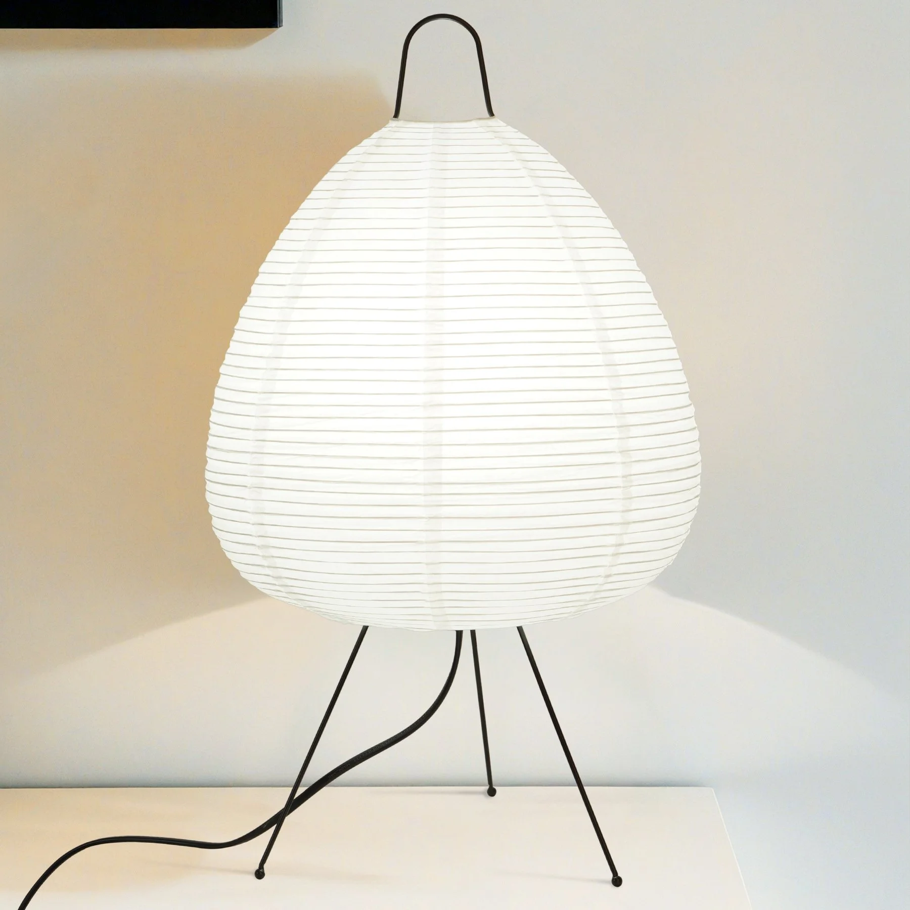 Rice Paper Table Lamp Aluminum Body White Shade E26 Three Color Light Bulb Line Switch for Bedroom Living Room Study