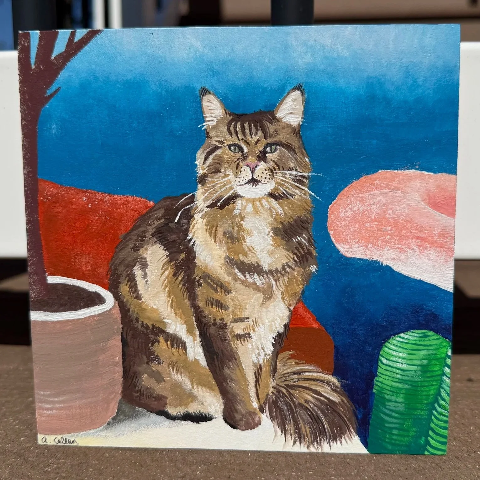 MISO (6" x 6" - Gouache on Wood Panel)