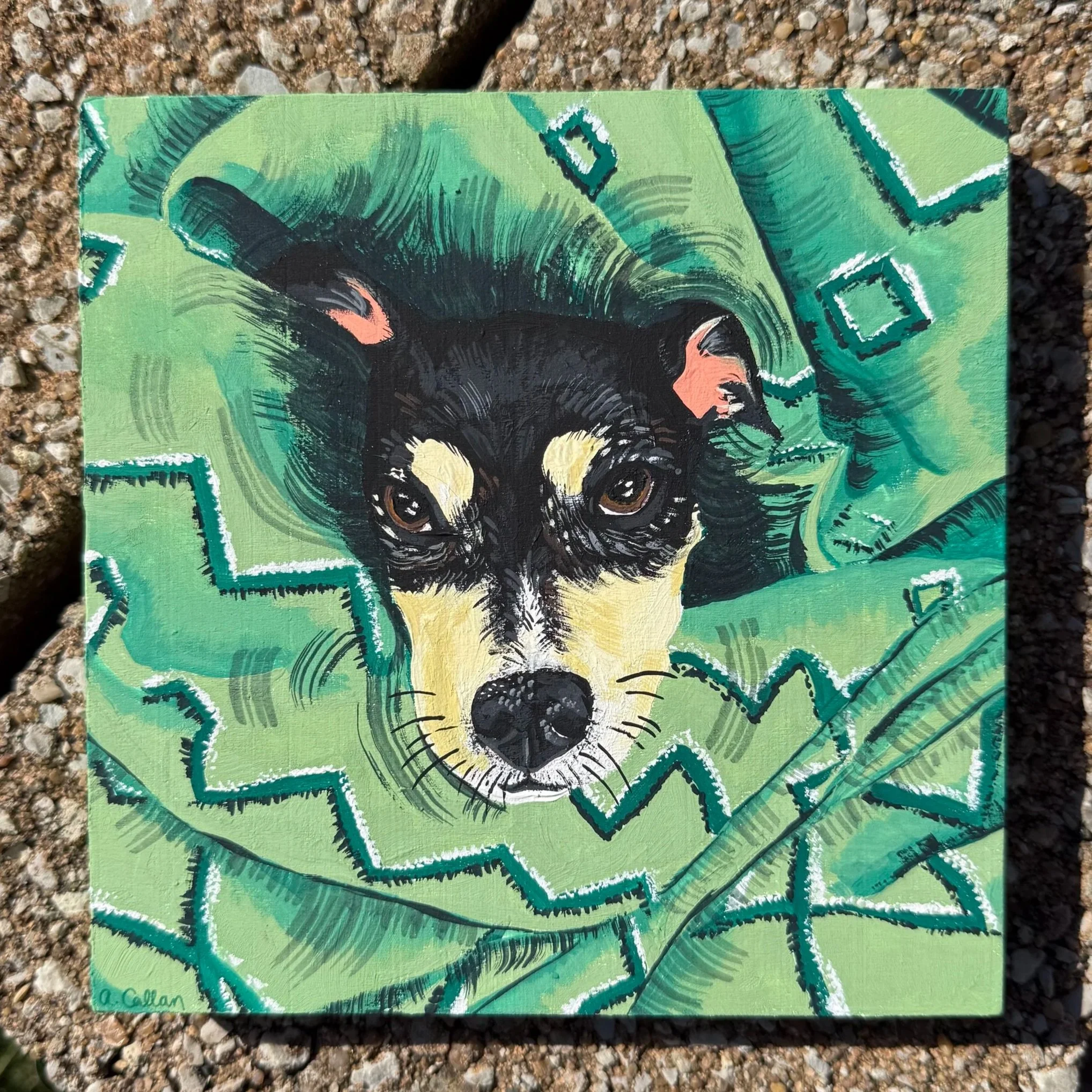 SAGE (6" x 6" - Gouache on Wood Panel)