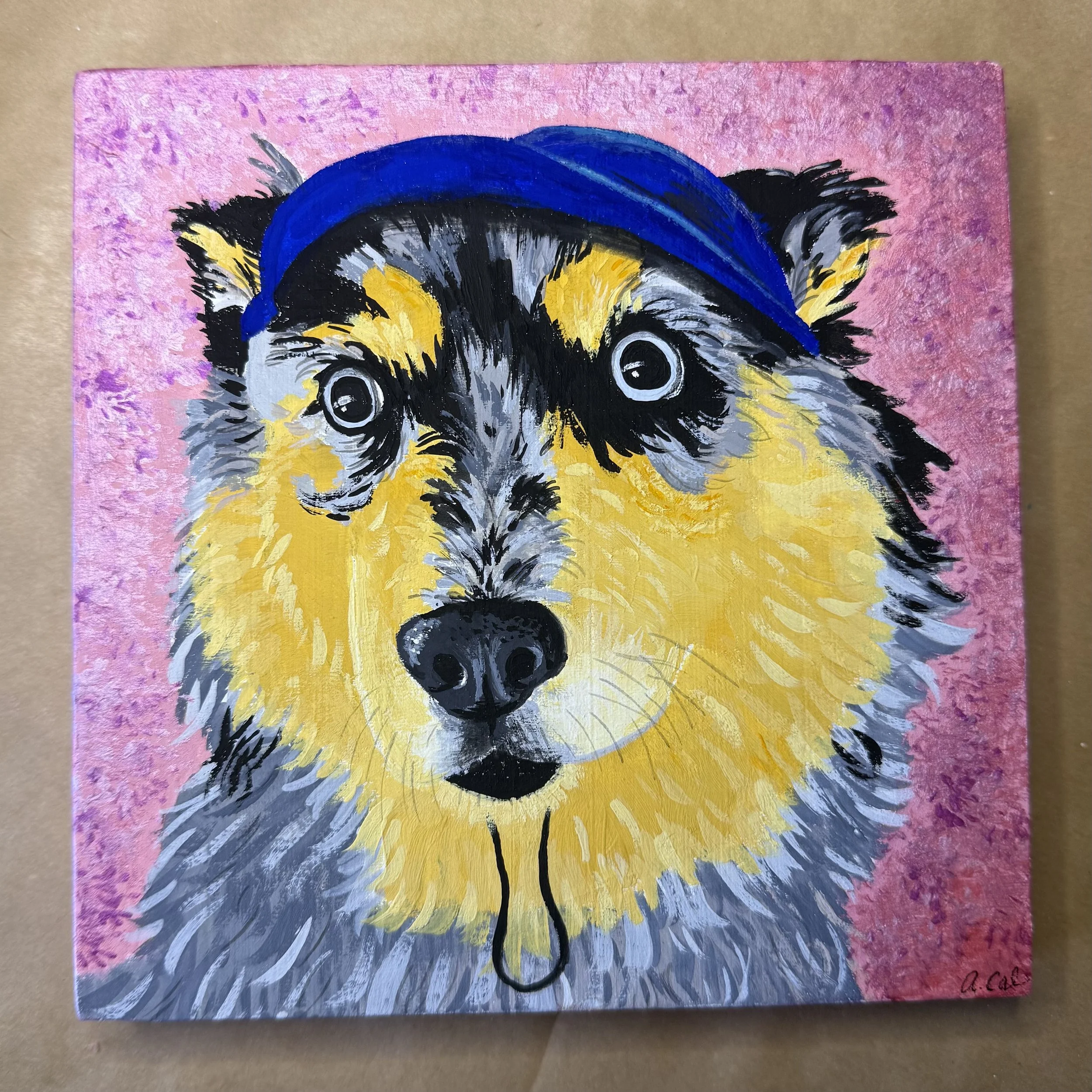 MILLIE (6" x 6" - Gouache on Wood Panel)