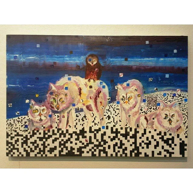 GLITCHED OWLVES (24" x 36" - Oils on Canvas)