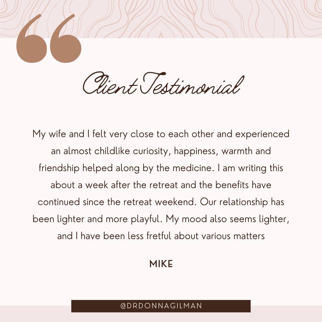 What a wonderful testimonial from one of the couples from our last Ketamine Assisted Psychotherapy Couples Retreat. Have you ever wondered if Ketamine was right for you? 
A consultation is only a click away.