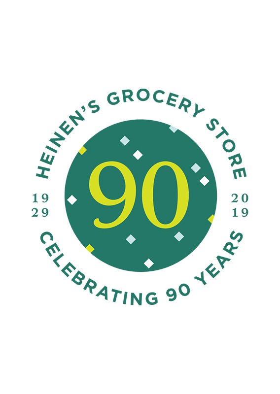(2017) HEINEN’S - Honoring their 90 years of service to the community, we created an identity inspired by their past and future. Recognizable shapes paired with new energetic colors brought this party to life!