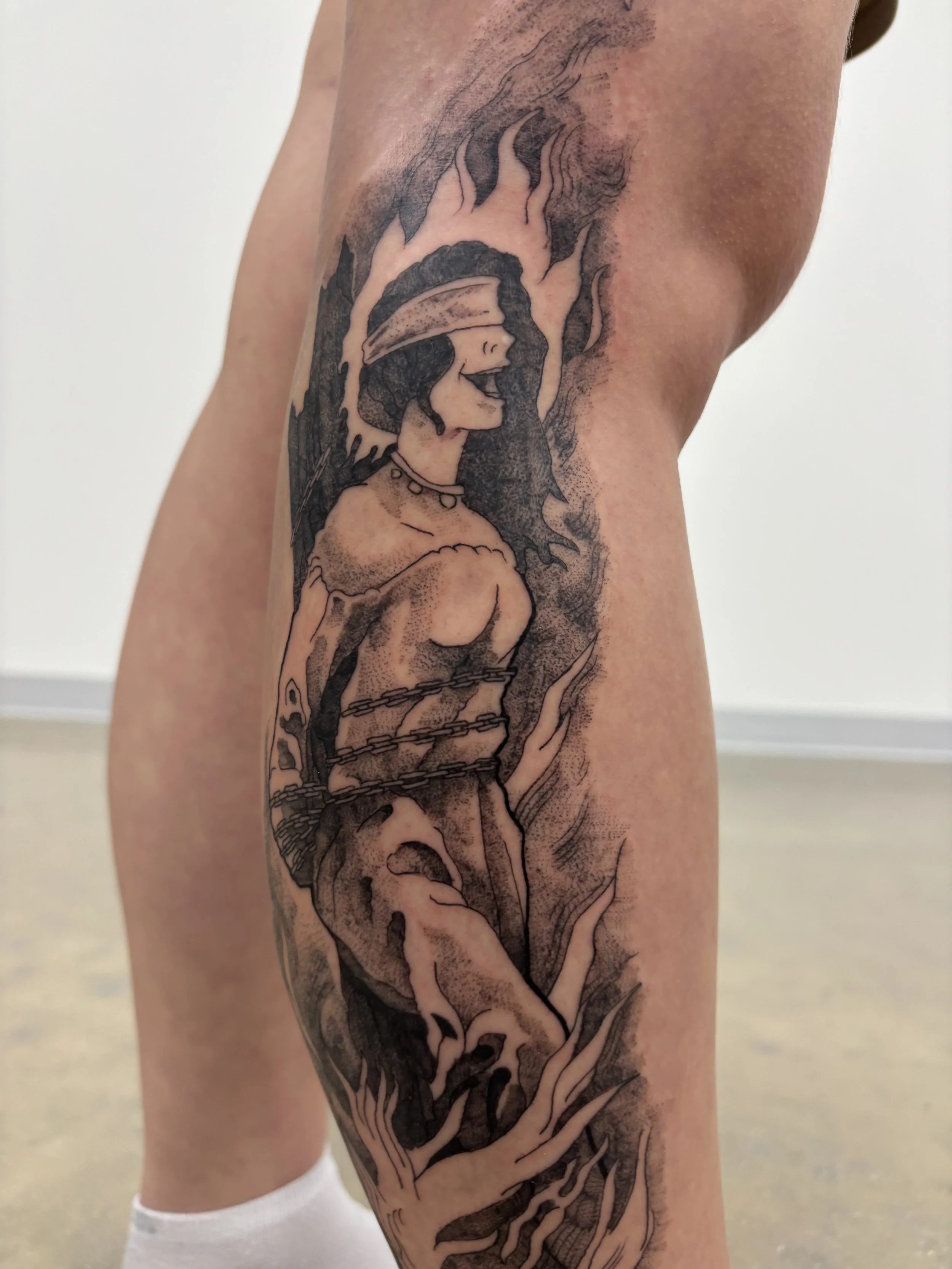 burning witch tattoo 