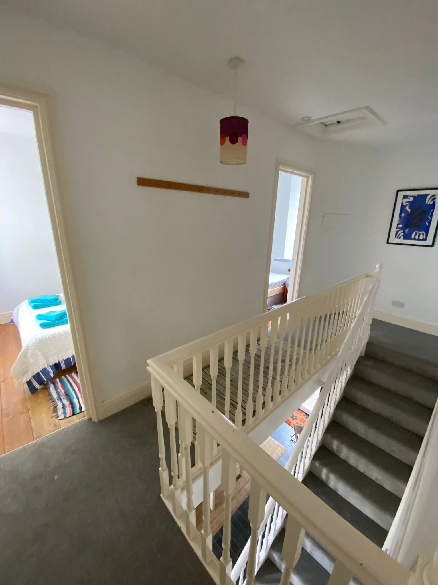 Freshly painted landing with new carpet