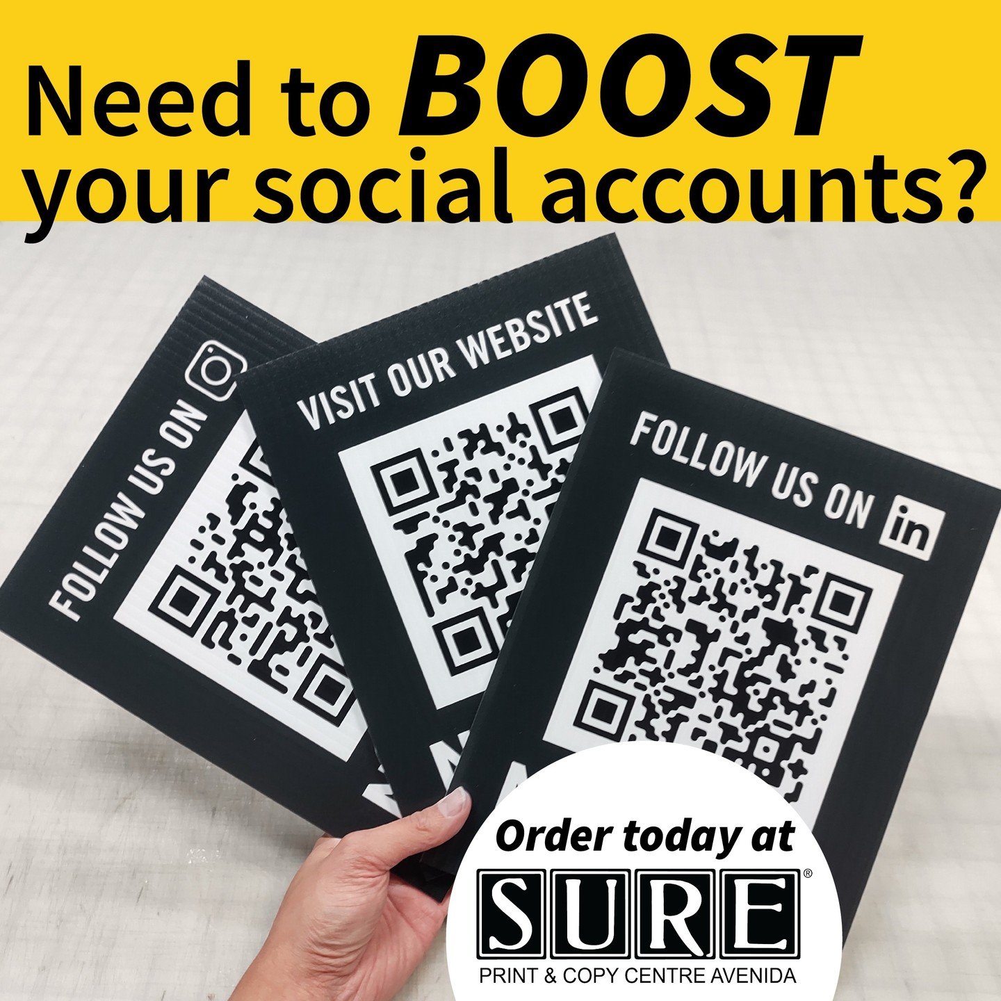 QR codes are guaranteed to get follows and Google reviews for your business. Buy your QR signs at @sureprintavenida today! 403.254.6922 sure20@surecopy.com