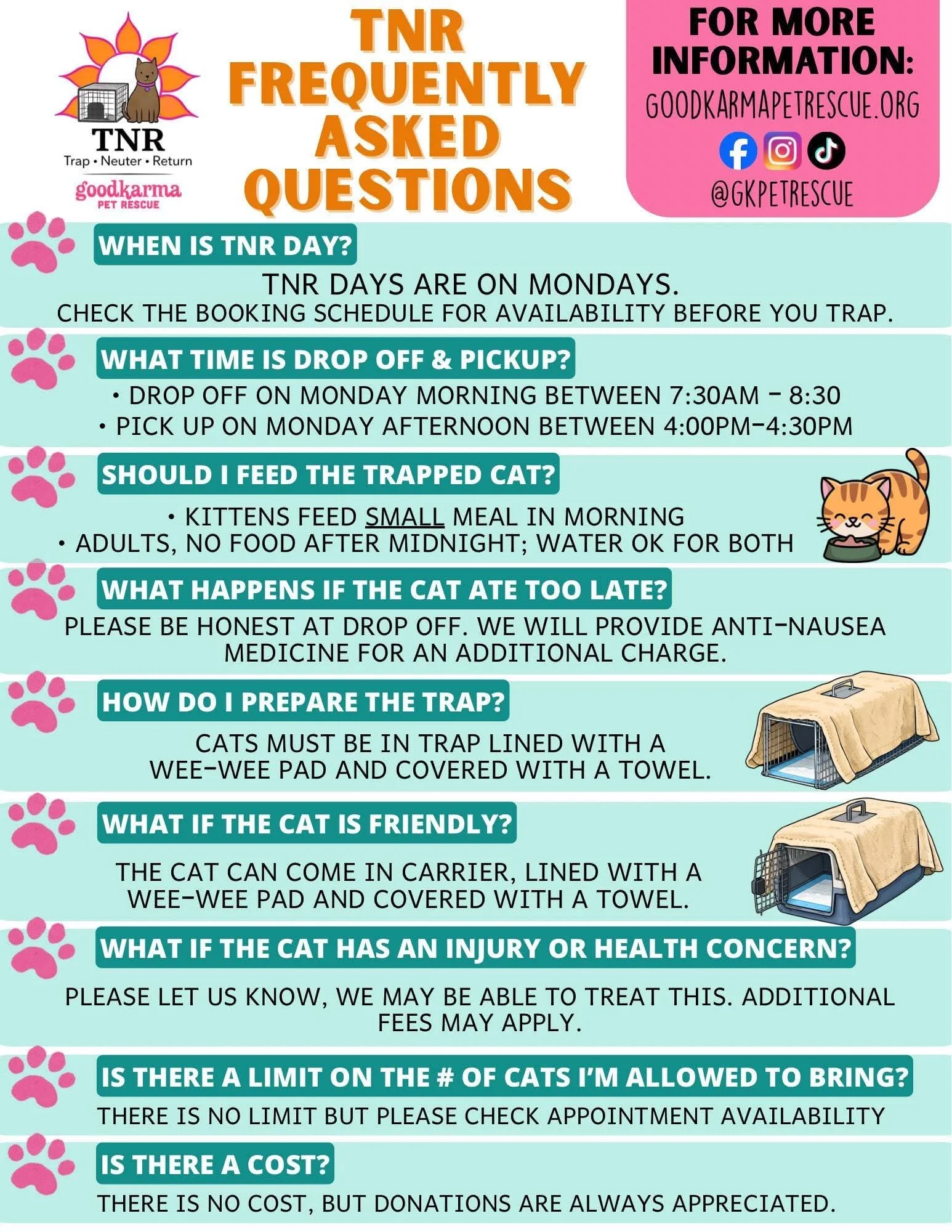 FAQ for Good Karma Pet Rescue's TNR program