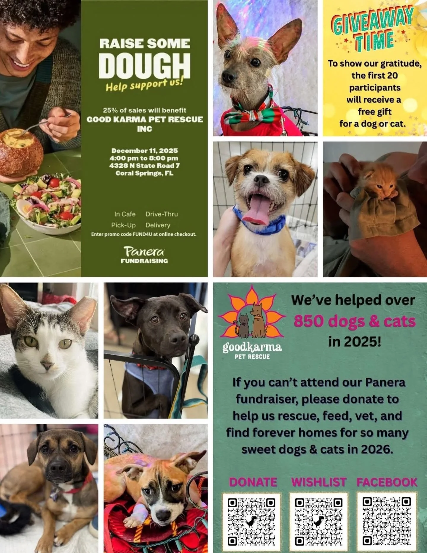🥖🐾 Raise Some Dough for Good Karma &mdash; TODAY! 🐾🥣

Craving soup in a bread bowl or a fresh Panera salad? Treat yourself and help animals in need at the same time!
Mmm&hellip; we&rsquo;re already so hungry and counting down til dinner 😋🍞

📅 