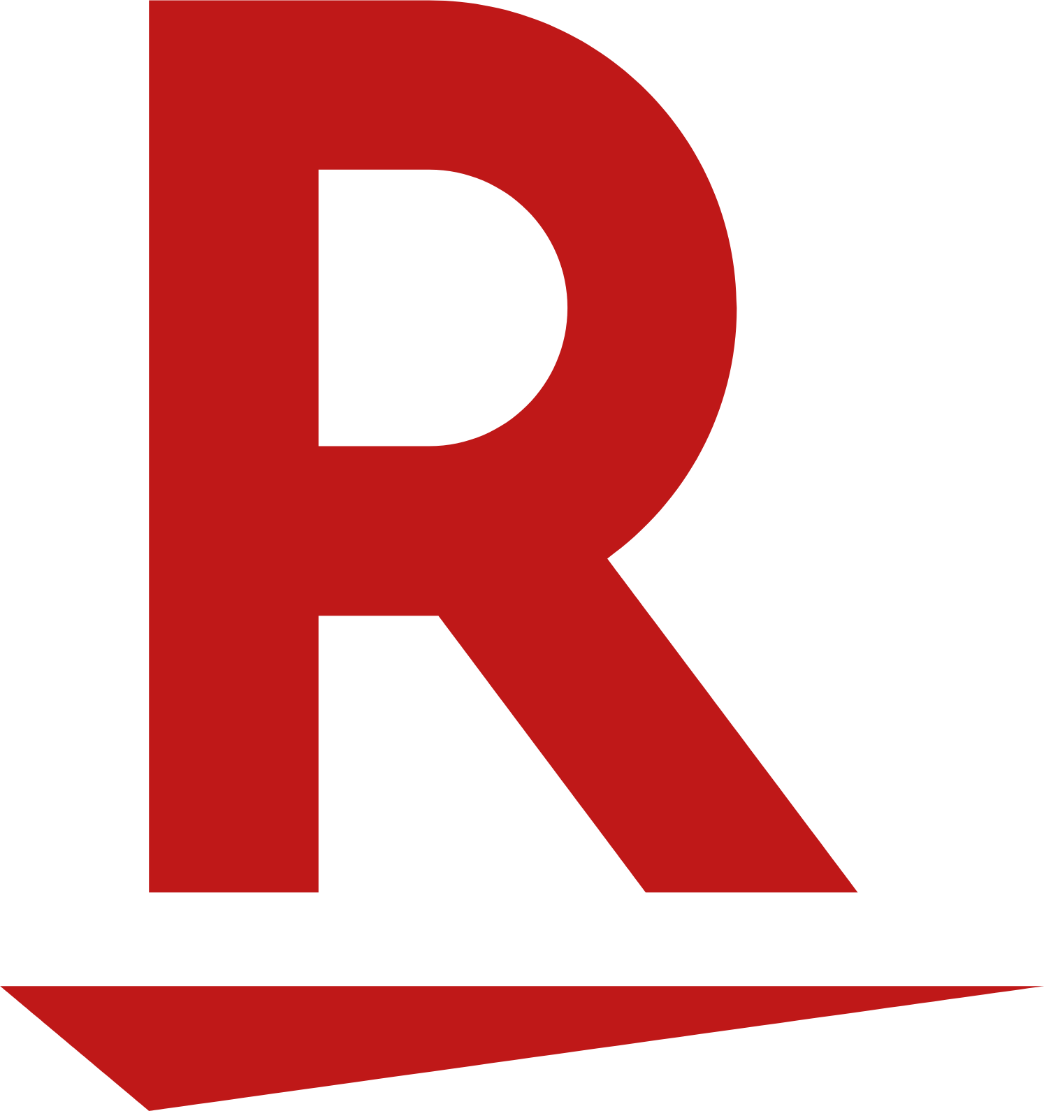 Red letter R logo with a black background.