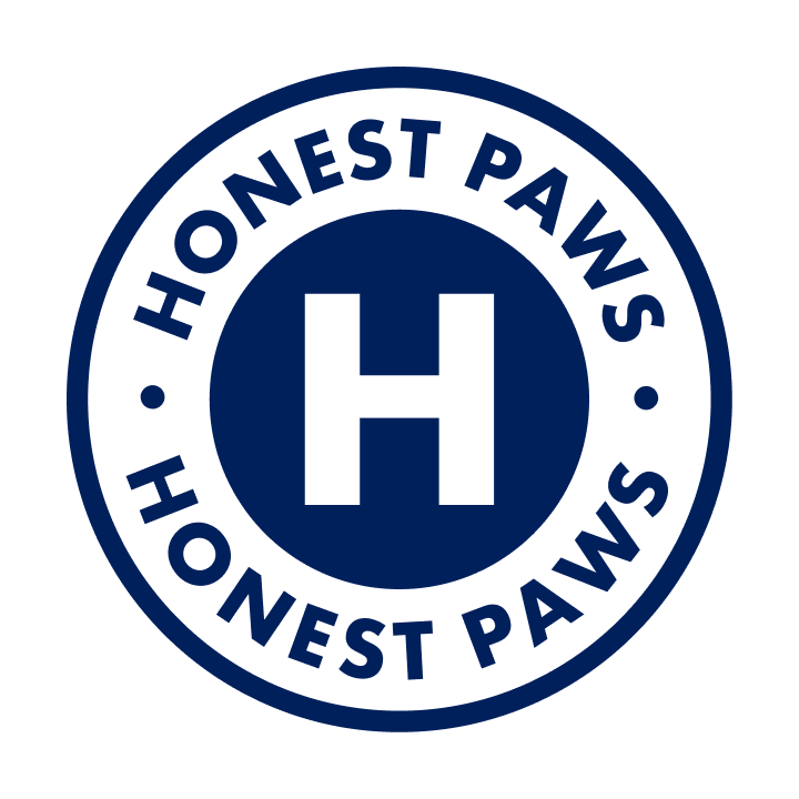 A circular logo with a large letter 'H' in the center, surrounded by the text 'Honest Paws' repeated twice.