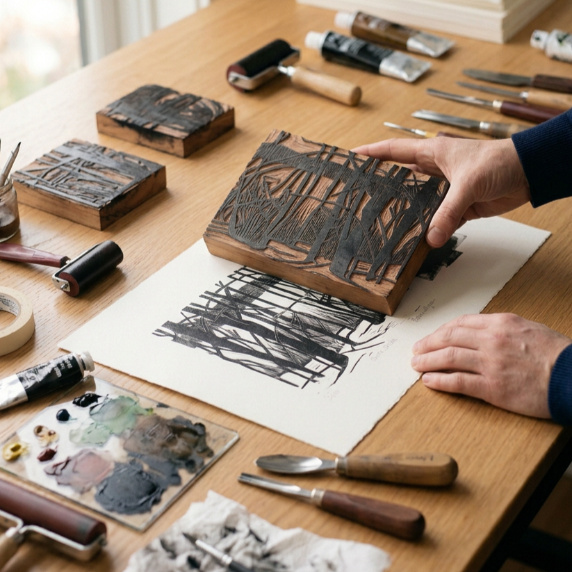 Patricia Vega Printmaking woodblock