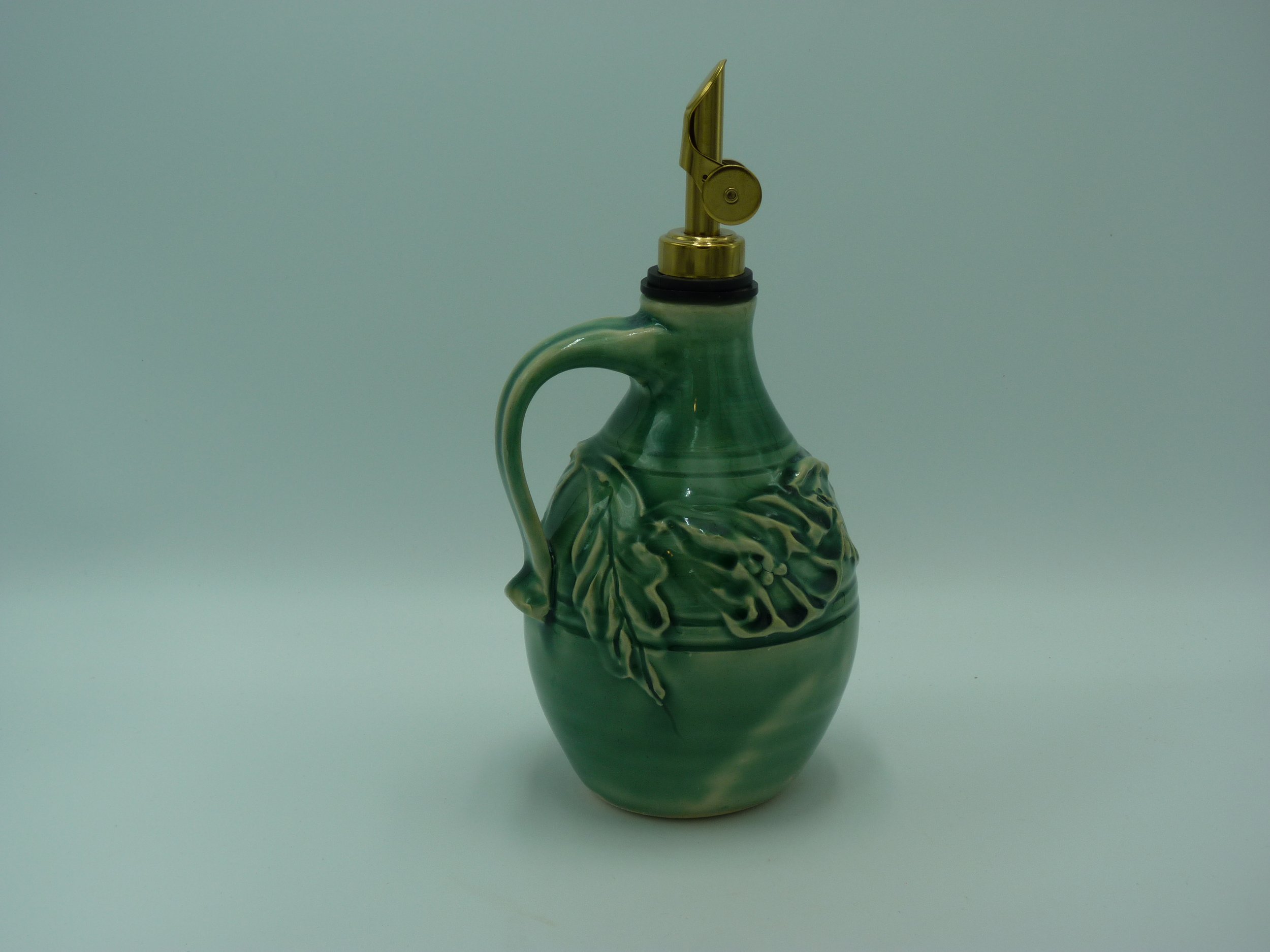 Ceramic Oil Jar with Art Nouveau Style Embellishments