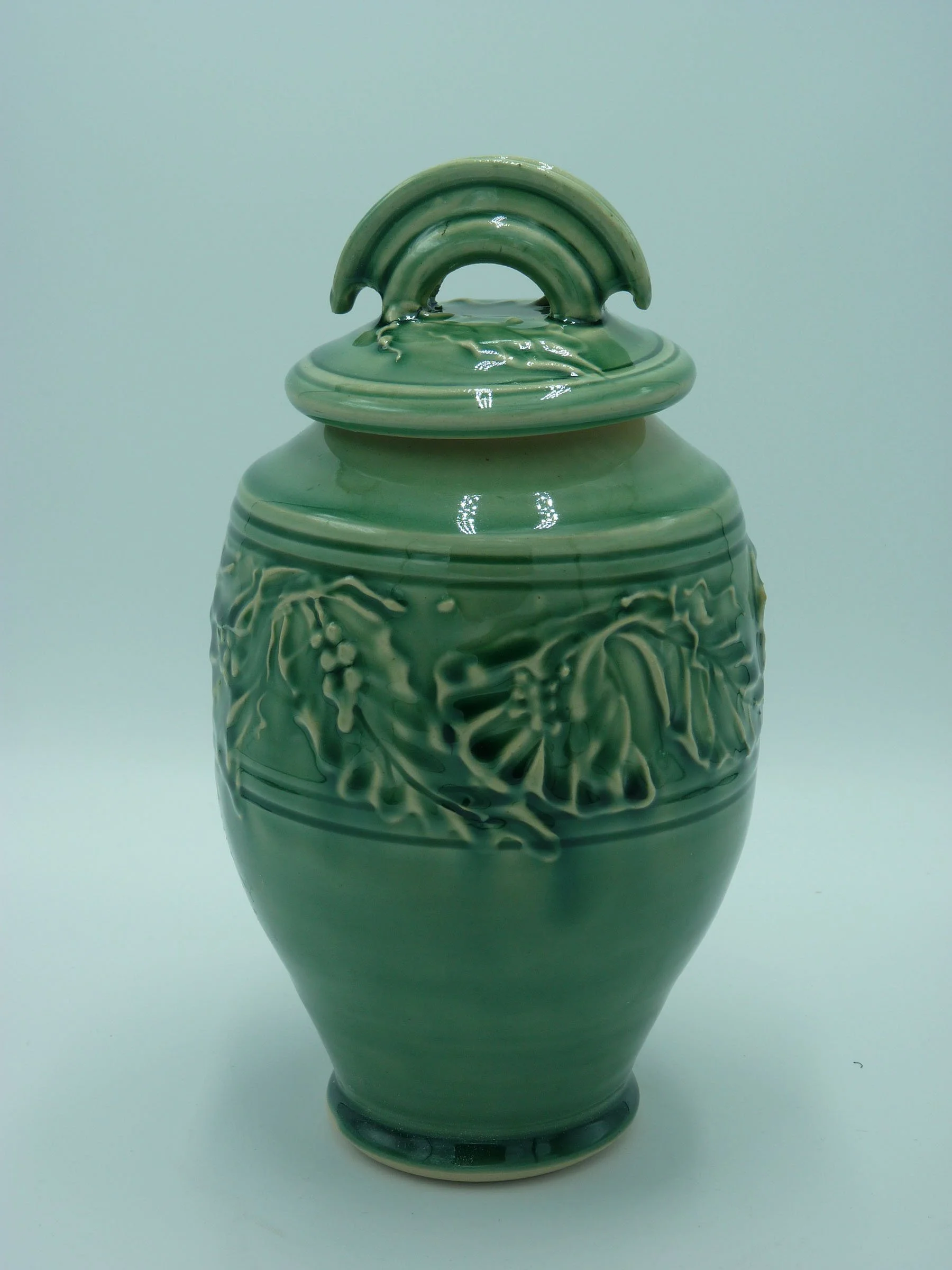 Medium Lidded Jar with Art Nouveau Style Embellishments